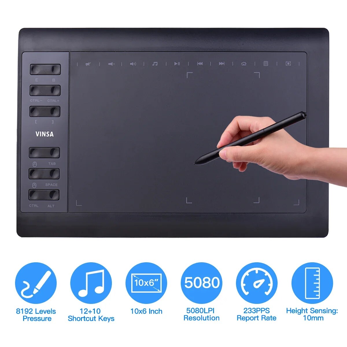 Graphic Tablet Accessories - 10x6 Polegada tablet de desenho gráfico